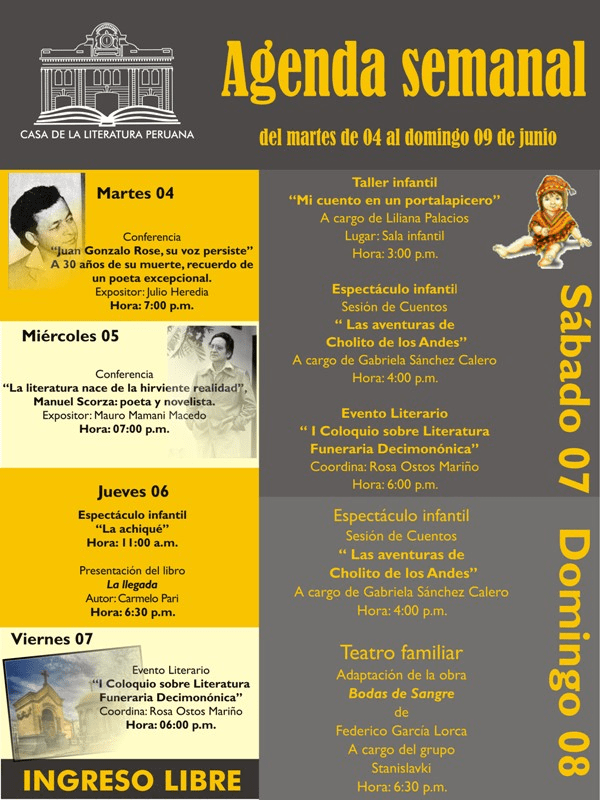 Casa de la Literatura Peruana 4 al 9 de Junio
