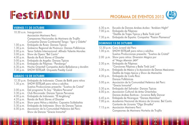 FESTIADNU 2013 PROGRAMA