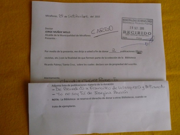 Carta donación 2 libros