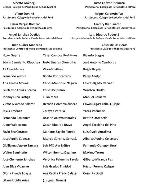 PERIODISTAS PRONUNCIAMIENTO 2