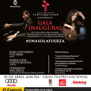 Asociación Cultural Teresa Quesada donará su taquilla de Gala en el Gran Teatro Nacional a damnificados&nbsp;peruanos