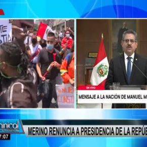 Tras renuncia de Manuel Merino a la presidencia transitoria debido a protestas de marchas, Perú enfrenta hora crucial de crisis política entre componendas políticas y tecnicismos de »vacancia&nbsp;presidencial»