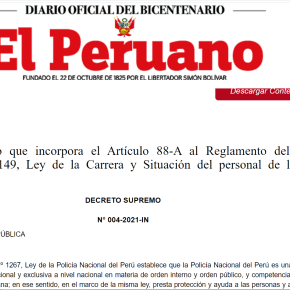 Gobierno peruano saliente de Sagasti añade el artículo 88-A en Reglamento de la Ley de Carrera y Situación del personal de la Policía Nacional del Perú. “¿No tener posibilidad para una segunda maestría o no haber sido condecorado 3 veces? Analiza abogado constitucionalista