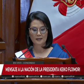 Presidenta de Perú Keiko Fujimori H. en su primer discurso al asumir el mando de gobierno: Liderazgo de las Fuerzas Armadas hasta la recuperación de la seguridad y acciones inmediatas por el fenómeno El Niño como medidas urgentes mientras que parlamentarios de izquierda se retiraron cuando llegó para juramentar antes lo hicieron al juramentar por sus cargos con discursos de advertencia que se opondrán a todo desde el inicio y con puño&nbsp;filoterrorista